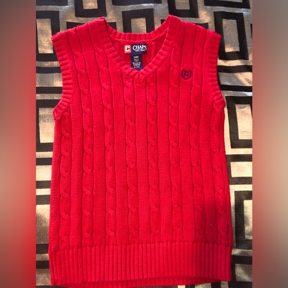 Red Chaps V-Neck Cable Sweater - Picture 1 of 3